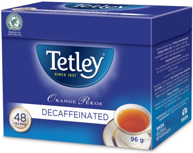 TETLEY Thé Décaf Orange Pekoe Decaf Tea (50CT tea bags)